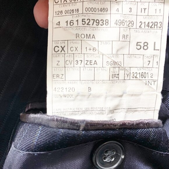 🌷SALE Ermenegildo Zegna Navy Pinstripe Wool Blazer Sport Coat Size 48L Italy - Picture 7 of 16